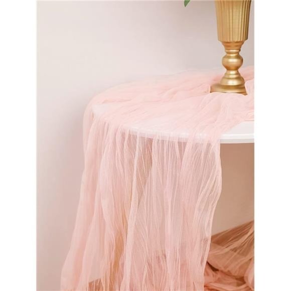 Peach Cheesecloth Table Runner 10Ft Rustic Gauze Tablecloth 38x120 Inches Boho - Picture 4 of 5